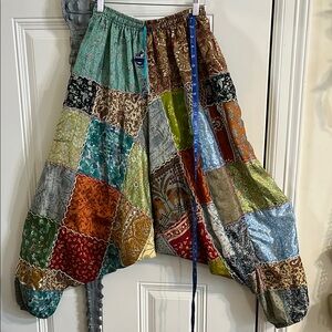 Bohemian silk Patchwork Harem Pants